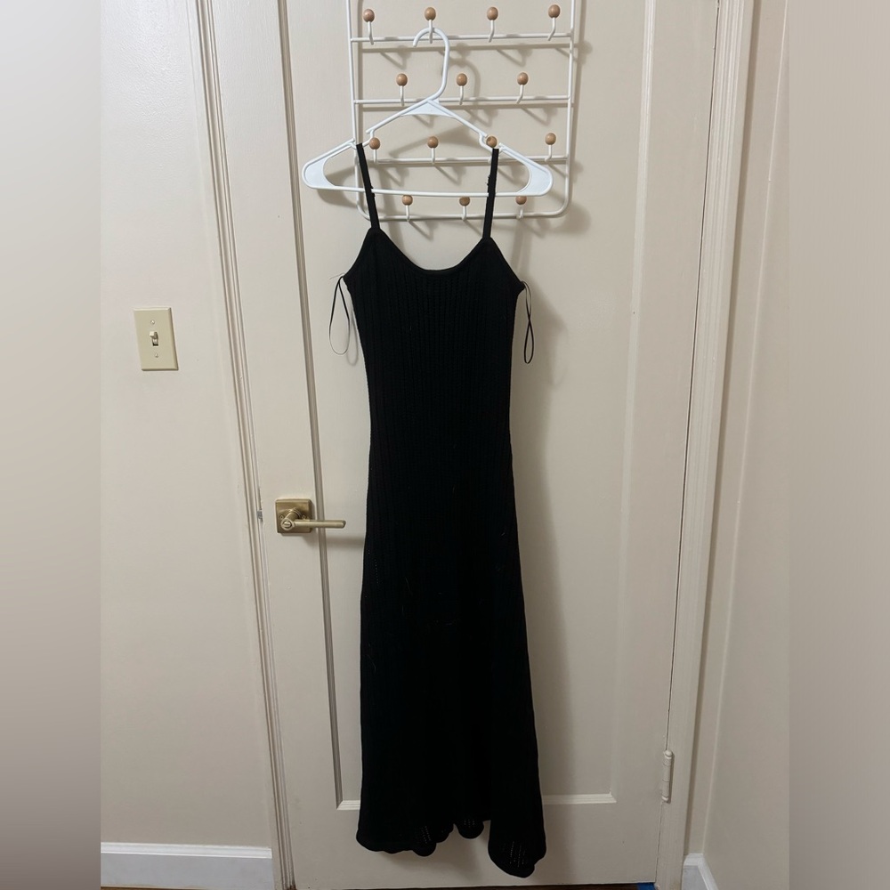 Pinkblush Maternity - Black Open Knit Crochet Maternity Midi Dress